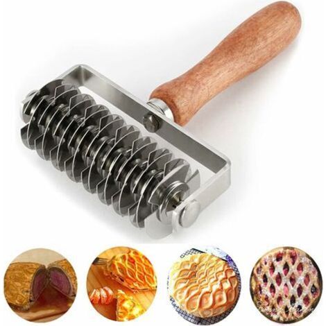 Tigrezy Coupeur de rouleau à carreaux de pâtisserie - coupeur de rouleau à carreaux de pâte en acier inoxydable pour tarte, pizza, pain, boeuf Wellington pâtisserie Shell (1/4)