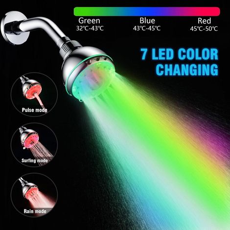 Pommeau de douche LED, 7 couleurs clignotantes à changement automatique (1/5)