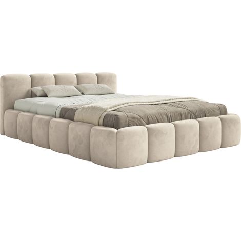 Selsey Cloudy Low – Polsterbett 120x200 cm, Samt Hellbeige