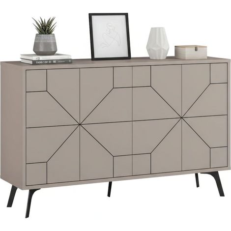 Credenza Earl, Madia 4 Ripiani, 8 Vani, 4 Ante, 123x35x62h cm Beige