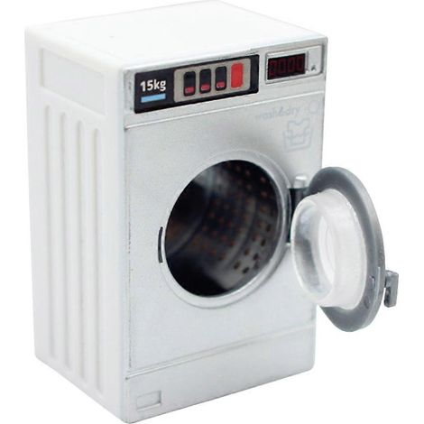 Mini machine à laver portable, meuble miniature pour maison de poupée, décoration intérieure, argentée, 5,30 x 3,40 x 2,80 cm, tambour factice (1 pièce) (1/5)