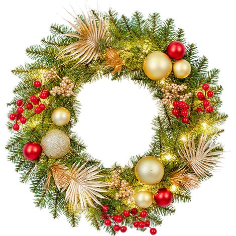 Guirlande De Noël - En Plastique Tressé - Pour Porte Intérieure Extérieure - Diamètre 30 Cm - 1 Pièce (1/5)