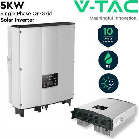 Inverter di rete On-Grid per impianto fotovoltaico, 5KW, monofase, garanzia 10 anni - V-TAC VT-6605110 11380 (1/5)