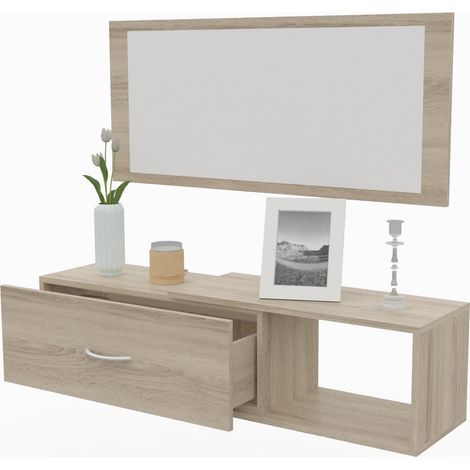 Mueble entrada con espejo y cajon, colgado, barato