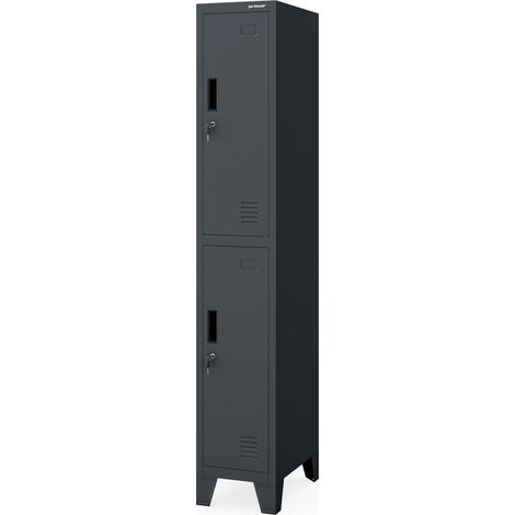 Jan Nowak armadietto spogliatoio metallico 2 scomparti 172 x 29 x 45 cm armadietto locker in acciaio con serratura, ventilazione, asta appendiabiti (1/5)