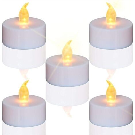 BUNTHAUS Lampe à thé, bougies sans flamme à LED clignotantes, 24 paquets de fausses bougies réalistes alimentées par batterie