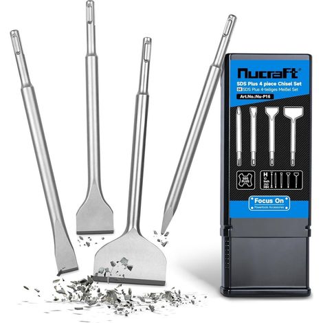 SDS Plus Meißel Set 4-teilig, 250mm, Spitz-, Breit- & Flachmeißel (1/5)
