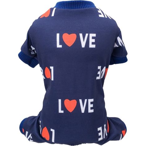 Pyjama Pour Chien - Combinaison Pour Chat - Coton Mélangé - Col Roulé - Ouverture Élastique Aux Pattes - Taille XL - Motif Cœur - Pour Chiens Et Chats De Petite À Moyenne Taille