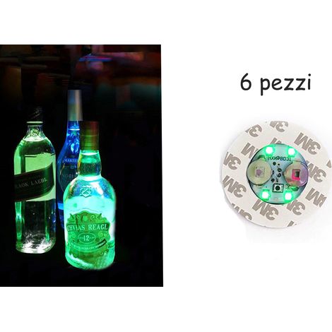 Sottobicchieri led adesivi 6PZ luce verde 4 led illuminati luce bottiglie bar