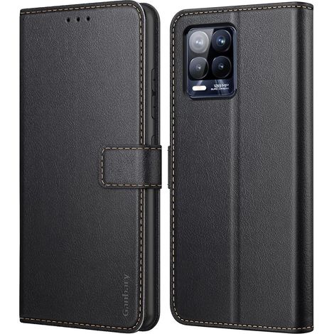 Kunstleder Hülle mit Kartenfach und Standfunktion für Realme 8 / 8 Pro 4G, Schwarz (1/5)