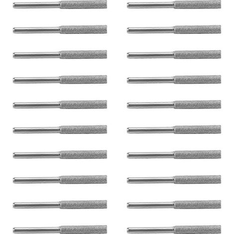 20 Stück Kettensägen-Schärfsteine, diamantbeschichtet, zylindrische Fräser, Polier- und Schleifwerkzeuge, Schleifaufsätze, 5/32 Zoll/ 4 mm (1/5)