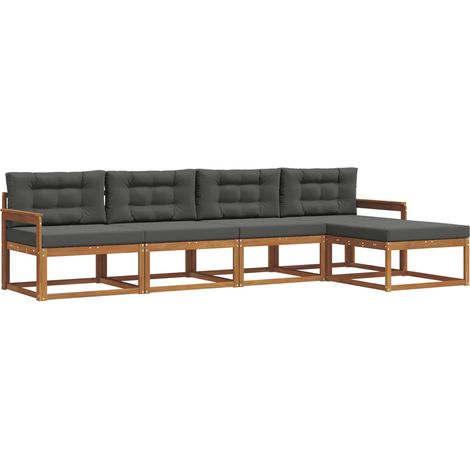 Conjunto de sofás de exterior 5 pcs Natural y Antracita vidaXL (1/5)