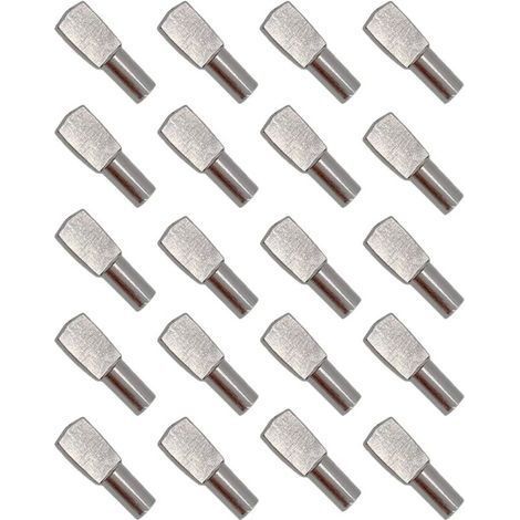 20Pcs Taquet Etagere, Support d'Étagère Étagère Broches Cheville Etagere Supports de Plaque en Métal Nickelé pour Armoire Bureau Accessoires - 5mm19mm (1/5)
