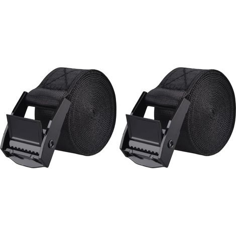 Sangle d'Arrimage 25 mm Sangle de Serrage 2 ou 4 Pièces Courroie à Boucle de Presse pour Moto Voiture Fixation Bagage (1 m, A - Noir - 2 Pièces) (1/5)