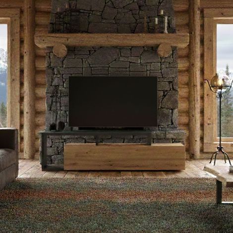 Mobile Porta tv - 2 Ripiani Modulabile, Marrone Rovere Nodi, -, 165x40x46.8h cm Microraptor