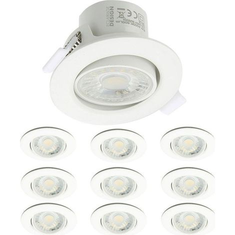 Lot de 10 Spots LED Encastrables Valence 8W Orientable Equ. 75W Température de Couleur: Blanc Chaud 3000K (1/5)