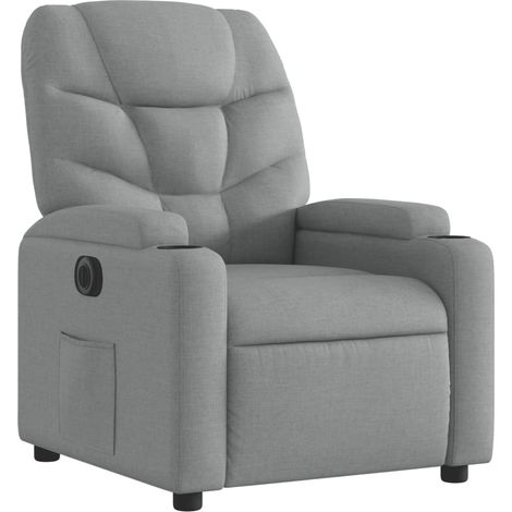 Sillón relax TV con función reclinable eléctrica muy cómodo en tela gris claro DEC028315 (1/5)