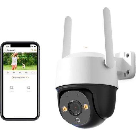 Caméra extérieure Wi-FI 360° PTZ 1080p avec Vision Nocturne Couleur, Wi-FI IP66, détection Humaine et vidéosurveillance IP.(Camera WiFi) (1/5)