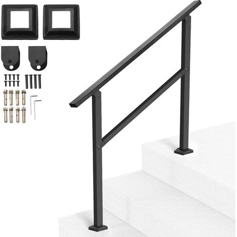 Treppengeländer – 1 Stück – Kohlenstoffstahl – Sicherheitsgeländer – Außenbereich – Beton/Holz – Schwarz (1/5)