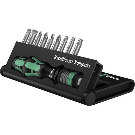 Wera 05056653001 Kraftform Kompakt 10 Set di Cacciaviti e Inserti 10 Pezzi con Manico Rapidaptor e Custodia Robusta colore Nero (1/5)