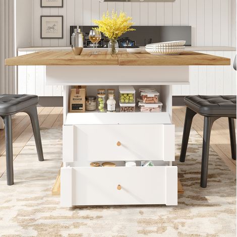 Ausziehbarer Tisch 110-140 x 80 cm aus MDF und Metall, weiß HAVRYA (1/5)