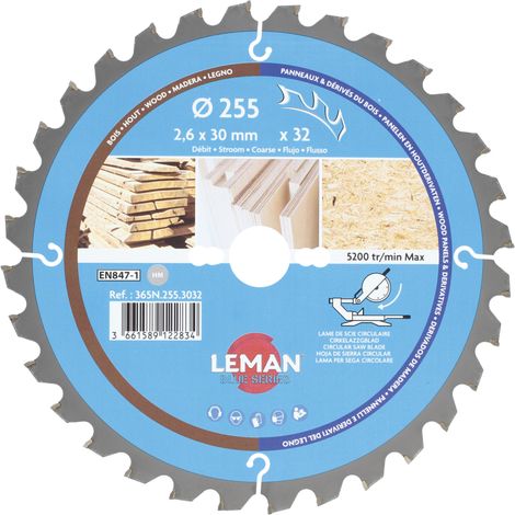 LAME CIRC.HM BOIS D255X2.6X30 Z=32 ALT NEG - 365N.255.3032 - LEMAN