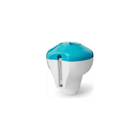 Distributeur de chlore flottant avec thermomètre, pour pastilles ou brome, bleu, pour un dosage uniforme dans les piscines et les spas-AquaForge