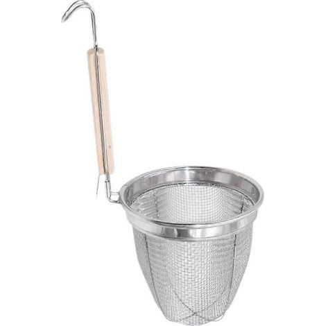 Passoire araignée en maille avec manche en bois - Panier à pâtes micro-perforé en acier inoxydable de 32,8 cm (1/3)