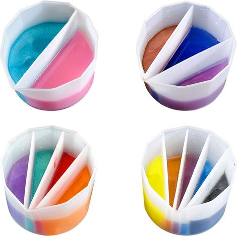 4 pièces Silicone Accessoires Pouring Gobelet divisé Pouring 2/3/4/5 Canaux Couler la Peinture Split Cup Acrylique Pour Cup pour verser la Peinture Acrylique Fluid Art Resin (1/5)