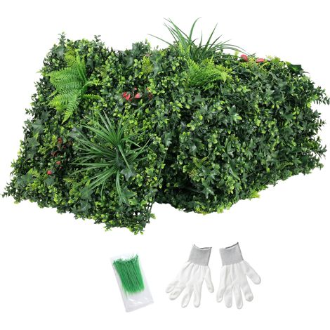 Set mit 6 künstlichen Hecken, Sichtschutz für den Garten, 50 x 50 cm, Mailänder Stil, einfach aufzubauen, UV-beständig, für Terrasse, Balkon, Garten