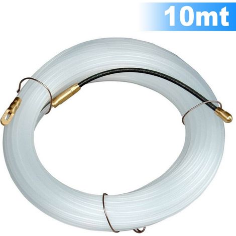 TrAdE Shop Traesio - Sonda Passacavi Elettricista 10mt Tiracavi Tirafili Cavi Elettrici 3mm Bianco -