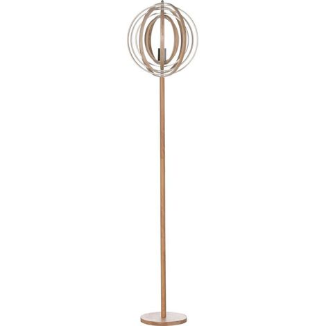 Lampadaire sur Pied Circulaire 40 W Max Abat-Jour Bois Naturel Clair Ø 38 x 160 cm (1/5)