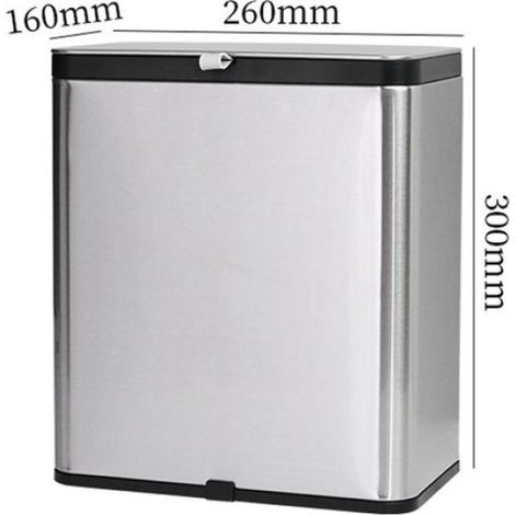 Poubelle - Acier Inoxydable - 8 L - Carrée - Murale - Coulissante Et Basculante - Cuisine Bureau Salle De Bain (1/5)
