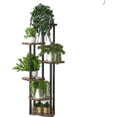 Soporte para plantas, diseño de varios niveles, construcción metálica, B-6tier-negro (1/2)