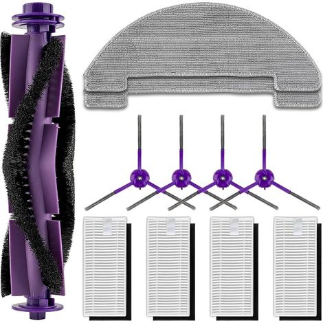 (11 pièces) MR1 SE Pièces de rechange pour aspirateur robot MONSGA MR1 SE, 1 brosse à rouleau, 4 brosses latérales, 4 filtres HEPA avec filtres en mousse, 2 tampons de nettoyage, kit d'accessoires (1/5)