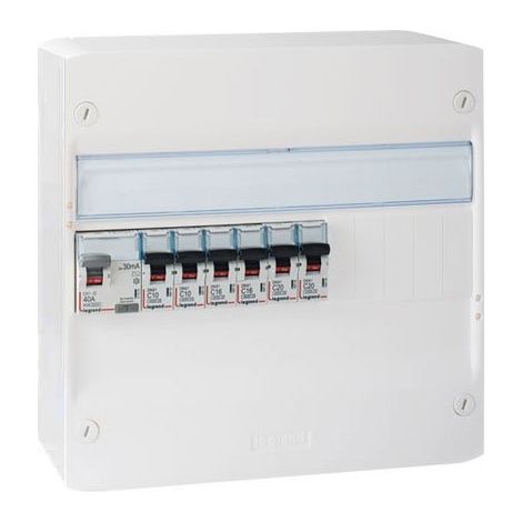 Legrand – Tableau électrique pré-équipé 1 rangée 40A – 6 disjoncteurs – Connexion auto rapide – Conforme norme NF C15-100