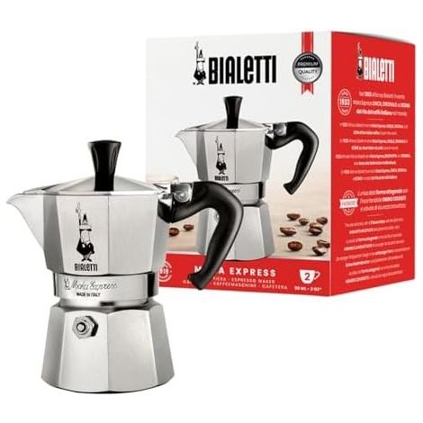 Caffettiera Moka Express Restyling 2 Tazze in Alluminio con Manico (1/3)