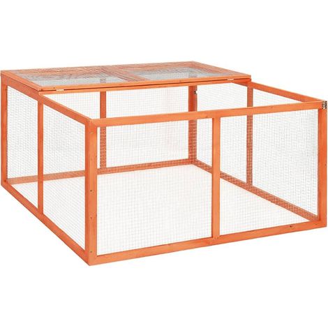 Clapier cage 124 x 120 x 60 cm bois de sapin massif