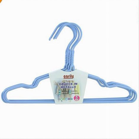 TRADE SHOP - Set 5pz Grucce Stampelle Appendiabito In Metallo Celeste Vestiti Pantaloni 87694 - (1/2)