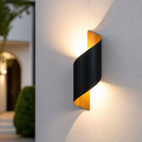 Applique murale LED 10W étanche aluminium noir or design moderne pour extérieur balcon villa 28x10cm (1/5)