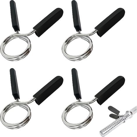 6 Pièces Pinces à Ressort pour Haltères 28 mm,Colliers de Verrouillage en Métal pour Barres d'Haltérophilie et Musculation,Fixation pour Poids et Disques (1/4)