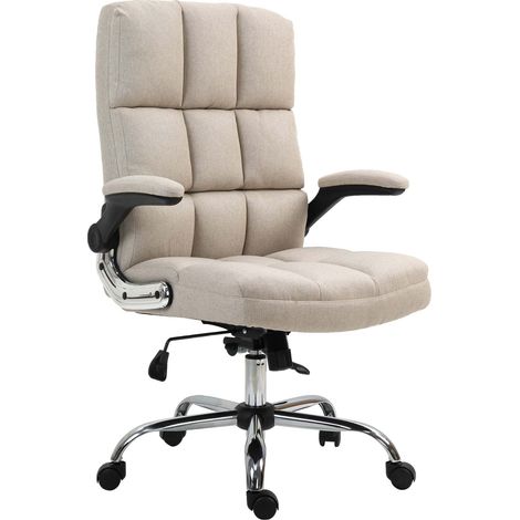 Poltrona sedia ufficio girevole regolabile HHG-489 ergonomica tessuto marrone chiaro