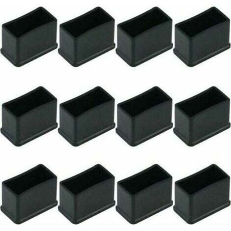 Couvre-Pieds - Caoutchouc Noir - Pour Pieds de Table ou de Chaise - Rectangulaire - 15 x 30 mm - Lot de 12 (1/4)