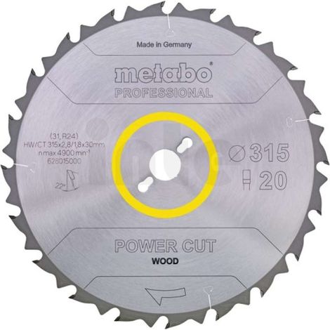 Metabo - Lama per sega per legno 315x30 mm, 20 denti 628015000