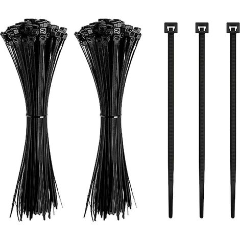 Colliers de Serrage en Nylon Noir 8x200mm Largeur 7.6mm (1/5)