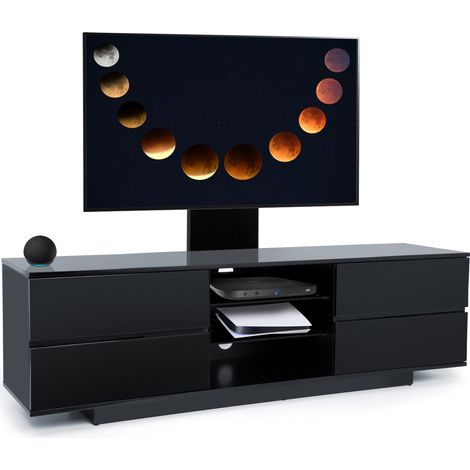 Centurion Supports Avitus Gloss Black with 4-Black Drawers and 3-Shelves up to 65" LED/ LCD / Plasma TV Stand with Mounting Arm (1/5)