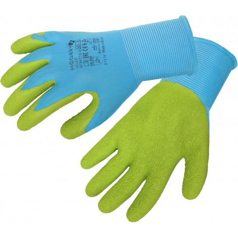 Gants ULLER Bleu & Vert taille 11 - Tricot enduit de latex perlé
