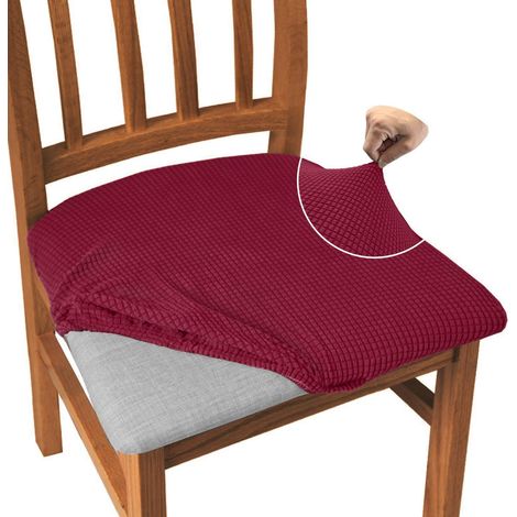 Housses de siège jacquard extensibles pour chaise de salle à manger, lot de 6, bordeaux (1/5)