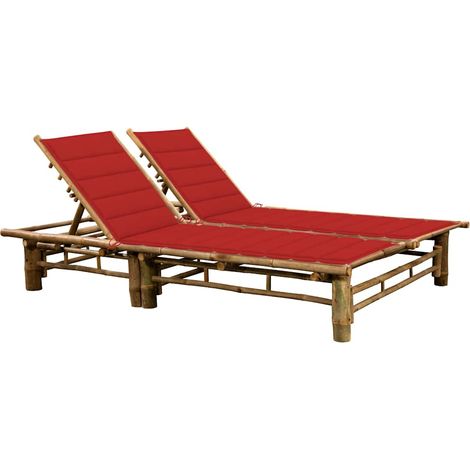 vidaXL Chaise longue pour 2 personnes avec coussins Bambou (1/5)