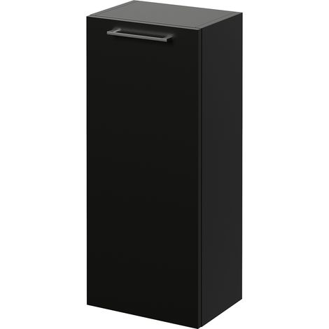Napoli Matt Black 350mm Wall Mounted Single Door Side Cabinet - 350mm - Chrome 160mm Handle